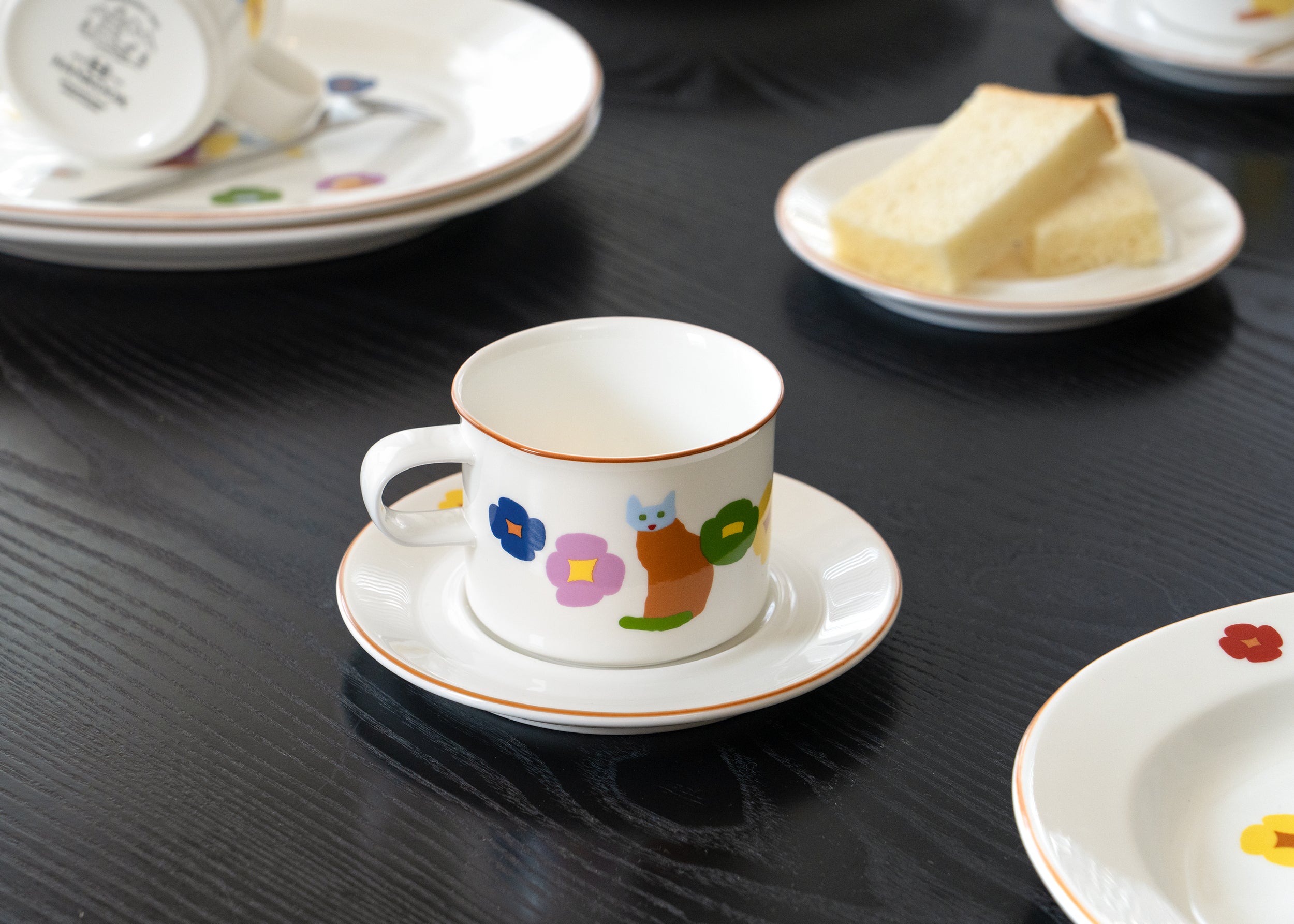 CATS & FLOWERS - Mug(M) & Saucer